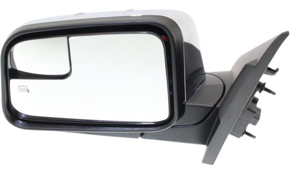 Power Mirror for Lincoln MKX 2010-2010, Left (Driver), Manual Folding, Heated, Chrome, with Blind Spot Glass and Puddle Light, without Memory, Replacement