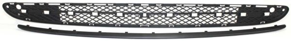 Front Bumper Grille Replacement for Mercedes-Benz C-Class 2001-2007, Primed and Prepared, with Avantgarde Package, without AMG Package, Center Molding, Open Type