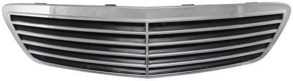 Grille for Mercedes S-Class 2000-2002, Chrome Shell with Painted Black Insert, without Collision Warning Grille, (220) Chassis, Replacement