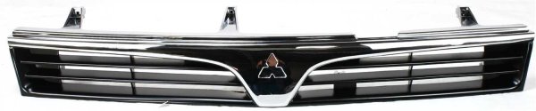 Grille for Mitsubishi Mirage 1997-2001 Sedan, ABS Plastic with Chrome Shell and Painted Black Insert, Replacement