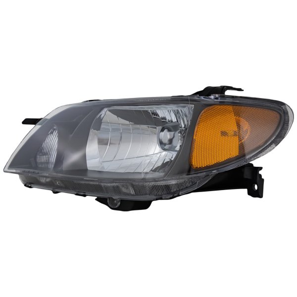 Headlight Assembly for Mazda Protege 2001-2003, Left (Driver), Halogen, Metal Coat Bezel, Sedan, Replacement
