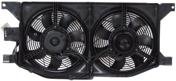 Radiator Fan Shroud Assembly for Mercedes-Benz ML-Class 1998-2005, Dual Fan, Outer, Chassis 163, Replacement