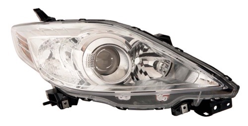 Headlight Assembly Replacement for 2008 - 2010 Mazda 5, Right (Passenger) Side Front Headlight Lens/Housing, Halogen with Chrome Bezel,  CE50510K0C, Replacement