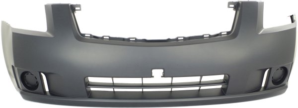 Front Bumper Cover for Nissan Sentra 2007-2009, Primed (Ready to Paint), 2.0L Engine, without Fog Light Holes, Replacement