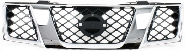 Chrome Shell Grille with Black Insert for 2005-2007 Nissan Pathfinder, 2005-2008 Nissan Frontier, Replacement