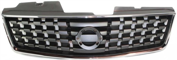 Grille for 2007-2008 Nissan Sentra, 2.0L Engine, Made of ABS Plastic with Chrome Shell and Painted Black Insert, Replacement