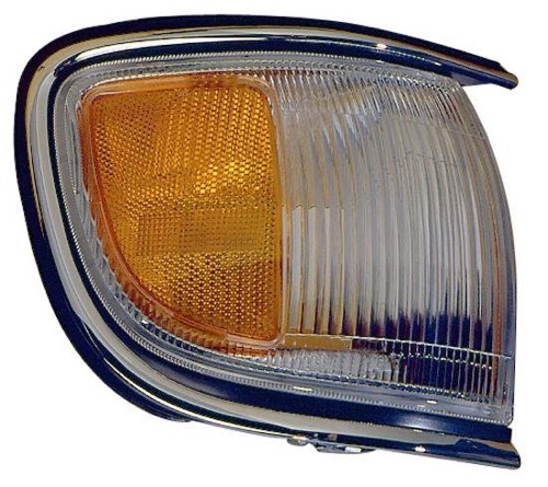 Front Left (Driver) Side Marker Light Assembly for 1996-1999 Nissan Pathfinder, with Bright Rim up to December 1998,  261150W025, Replacement