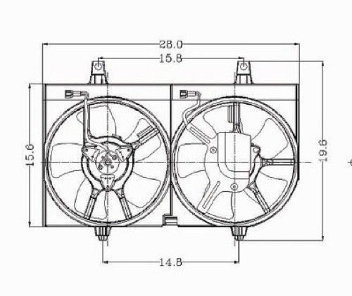Radiator Cooling Fan Assembly for 2001 Nissan Maxima, Dual Fan Assembly with Motors, Blades, and Shroud, OEM Part B14815U003 Replacement