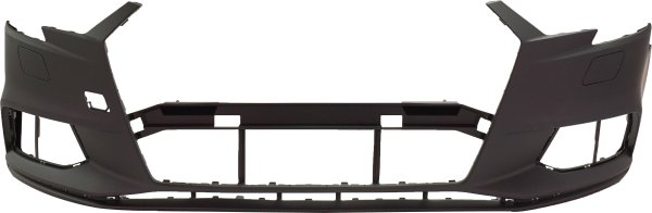Front Bumper Cover for Audi A3 2017-2020, Primed (Ready to Paint), without Headlight Washer and Parking Aid Sensor Holes, Convertible/Sedan excluding S-Line Package, Replacement