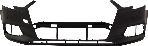 Front Bumper Cover for A3 2017-2020, Primed (Ready to Paint), Without Headlight Washer & Parallel Park Assist Sensor Holes, With Parking Aid Sensor Holes, Sedan/Convertible Without S-Line Package, Replacement