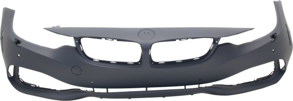 Front Bumper Cover for BMW 4-Series 2014-2017, Primed (Ready to Paint), without M Sport Package, with Headlight Washer, Parking Distance Control and In-Park Assistance System Holes, without Camera Holes, Convertible/Coupe, Replacement