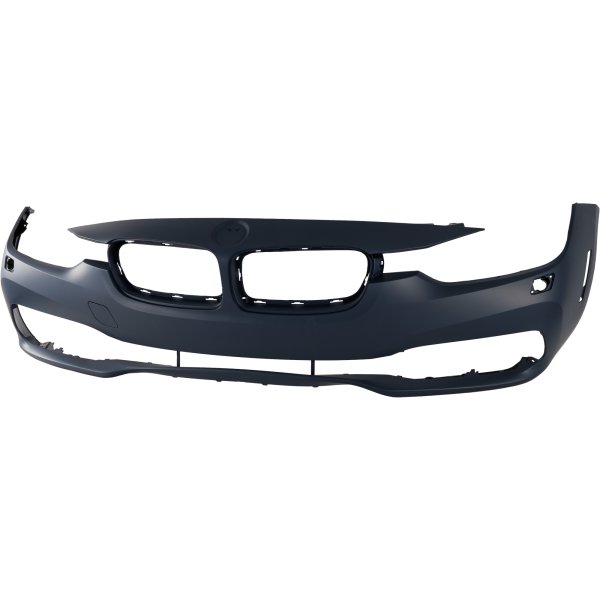 Front Bumper Cover for BMW 3-Series 2016-2019, Primed (Ready to Paint), Standard/Modern Line without M Sport Package, with Headlight Washer Holes, Sedan (2016-2018)/Wagon, Replacement