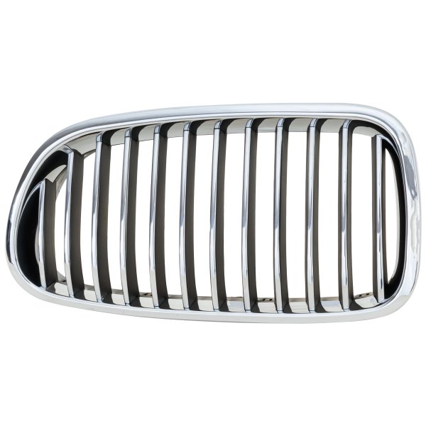 Chrome Shell Grille with Black Insert for 2011-2013 BMW 5-Series Sedan, Left (Driver) Side, without Night Vision, Replacement (Models: 528i, 535i, 550i)