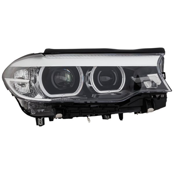 LED Projector Type Headlight Assembly for BMW 5-Series (2017-2020) Right (Passenger), without Adaptive Headlights, without Logo, 2018-2020 Hybrid Models, Replacement