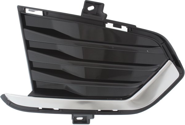 Front Bumper Grille for Cadillac XT5 2017-2024, Right (Passenger) Side, Black with Satin Chrome Molding, Compatible with or without Auto Park Assist, Replacement