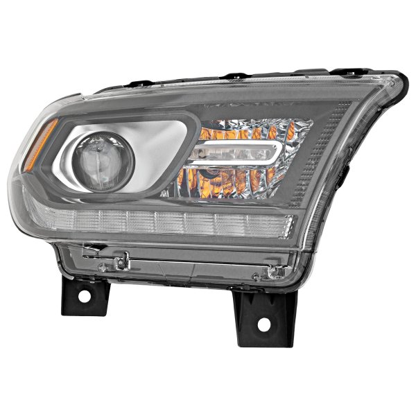 Headlight Assembly for Dodge Durango 2014-2015, Right (Passenger), Halogen, Black Interior, with Daytime Running Light, Replacement