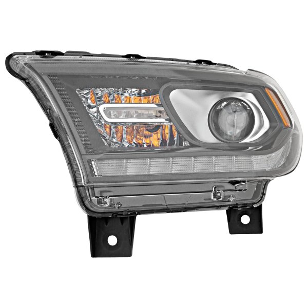 Headlight Assembly for Dodge Durango 2014-2015, Left (Driver), Halogen, Black Interior, with Daytime Running Light, Replacement
