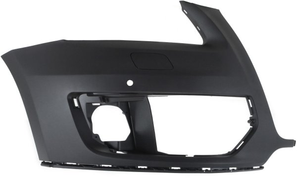 Front Bumper Cover for Audi Q5 2009-2012 Right (Passenger), Primed (Ready to Paint), with Parking Aid Sensor Holes and Headlight Washer Holes, without S-Line Package, Replacement