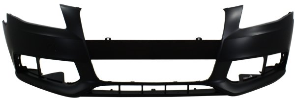 Front Bumper Cover for Audi A4 2009-2012 Sedan/Wagon, Primed (Ready to Paint), Without S-Line Package, Without Headlight Washer Holes, Replacement