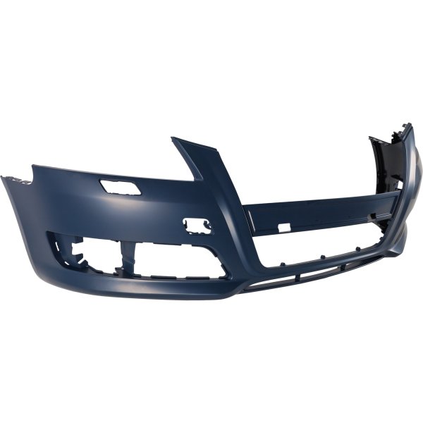 Front Bumper Cover for Audi A3 2009-2013, Primed (Ready to Paint), Without Sport Package, With Headlight Washer Holes, Without Parking Aid Sensor Holes, Replacement