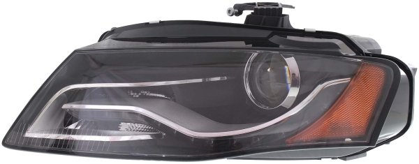 Headlight for Audi A4 2009-2010/S4 2010-2010, Left (Driver) Side, Lens and Housing, Xenon, Without HID Kit or Curve Lighting, Sedan/Wagon, Until 6-21-2010, Replacement