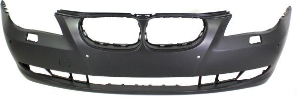 Front Bumper Cover for BMW 5-Series 2008-2010, Sedan/Wagon, Primed (Ready to Paint), without M Package, with Park Distance Control Sensor Holes, Replacement