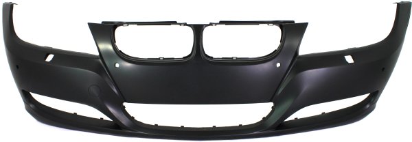 Front Bumper Cover for BMW 3-Series (2009-2012), Primed (Ready to Paint), with Headlight and Parking Distance Control Sensor Holes, Sedan/Wagon, Replacement