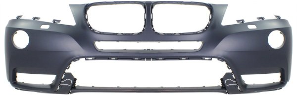Front Bumper Cover for BMW X3 2011-2014, Primed (Ready to Paint), without M Package, with Headlight Washer Holes, Replacement