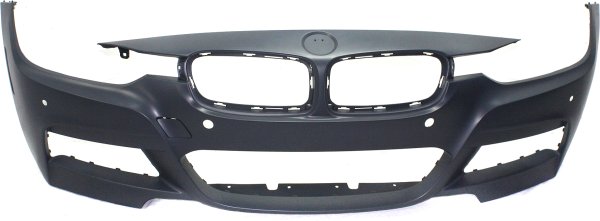 Front Bumper Cover for 2013-2019 BMW 3-Series, Primed (Ready to Paint), with M Sport Line, without Headlight Washer Holes or Intelligent Park Assist System, with Park Distance Control Sensor Holes and Camera, compatible with 2013-2018 Sedan/Wagon Models, Replacement