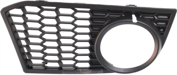 Front Fog Light Molding for BMW 5-Series 2011-2013, Right (Passenger), Textured Black, with M Package, Sedan, Replacement Models: 520i, 528i, 535i, 550i.