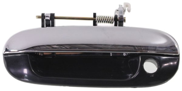 Front Exterior Door Handle for Chevrolet Trailblazer/GMC Envoy 2002-2009, Left (Driver), Chrome Lever with Smooth Black Housing, with Keyhole, Replacement