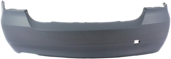 Rear Bumper Cover Primed (Ready to Paint) for BMW 3-Series 2006-2008 Sedan, Without M Package, Without Turbo (2007-2008), Without Parking Distance Control Sensor Holes, Replacement