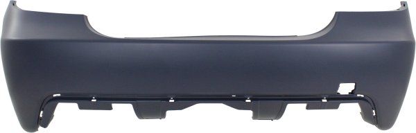 Rear Bumper Cover for BMW 5-Series 2004-2010, Primed (Ready to Paint), With M Package, Without Parking Distance Control Sensor Holes, Sedan, Replacement Models: 525i, 528i, 530i, 535i, 545i, 550i.
