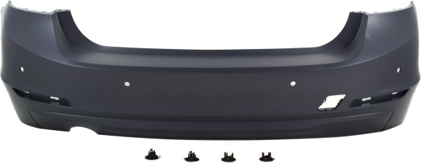 Rear Bumper Cover for BMW 320I/328D 2012-2015, Primed (Ready to Paint), Standard Without M Sport Package, With Parking Distance Control Sensor Holes, Sedan, Replacement