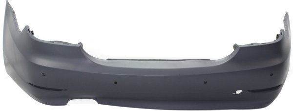 Rear Bumper Cover for BMW 5-Series 2006-2010, Primed (Ready to Paint), Sedan, Without M Package, With Parking Distance Control Sensor Holes, Replacement