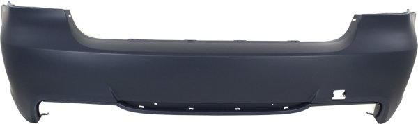 Rear Bumper Cover for BMW 3-Series 2006-2011, Primed (Ready to Paint), 3.0L Engine, with M Package, without Parking Distance Control Sensor Holes, Sedan, Replacement Models: 320i, 325i, 330i.