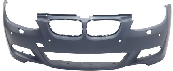 Front Bumper Cover for BMW 3-Series 2007-2010, 3.0L Engine, with M Package, with Parking Distance Control Sensor Holes, Convertible/Coupe, Primed (Ready to Paint) Replacement. Models: 328i, 335i.