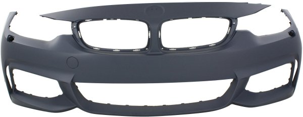 Front Bumper Cover for BMW 4-Series (2014-2020), Primed (Ready to Paint), with M Sport Package, with Headlight Holes, without PDC Sensor Holes, Replacement