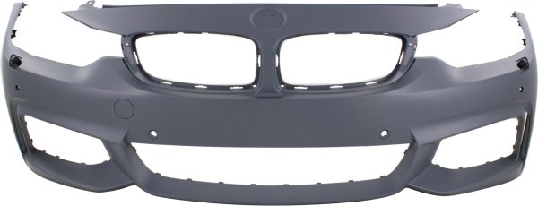 Front Bumper Cover for BMW 4-Series 2014-2020, Primed (Ready to Paint), with M Sport Package, with Headlight and Parking Distance Control Sensor Holes, without Park Assist Sensor Holes/Camera, Replacement