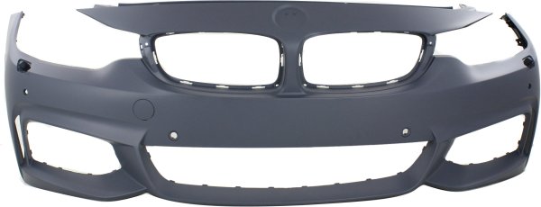 Front Bumper Cover for BMW 4-Series (2014-2020), Primed (Ready to Paint), with M Sport Package, with Headlight Washer, Park Assist Sensor, PDC Sensor Holes, without Camera, Replacement