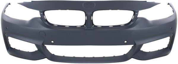 Front Bumper Cover for BMW 4-Series 2014-2020, Primed (Ready to Paint), M Sport Line, Without Headlight Holes and Cam, With Park Assist/PDC Sensor Holes, Replacement