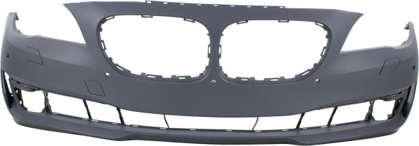 Front Bumper Cover for BMW 7-Series 2013-2015, Primed, without M Package, with Parking Distance Control Sensor Holes, with Camera Hole, Replacement