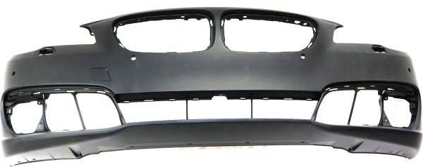 Front Bumper Cover for BMW 5-Series, Models 2014-2016, Sedan, without M Package, with Park Distance Control Sensor Holes, without Camera Hole, Primed (Ready to Paint), Replacement