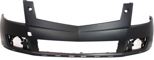 Front Bumper Cover for Cadillac SRX 2010-2012, Upper, Primed (Ready to Paint), with Headlight Holes, without Parking Assist Sensor Holes, Replacement