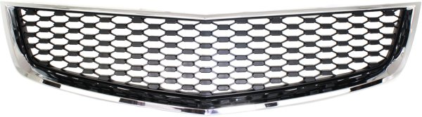 Front Bumper Grille for Chevrolet Equinox 2010-2015, Chrome Shell with Painted Black Insert, Replacement