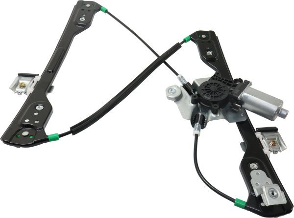 Power Front Window Regulator with Motor for Chrysler 300 (2005-2010), Charger (2006-2010), High Current, Left (Driver), Without One-Touch, 2-Pin Plug Replacement