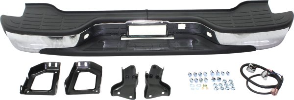 Chrome Step Bumper, Face Bar and Pad for 2000-2006 Chevy Suburban/GMC Yukon, with Pad Provision & Mounting Bracket, Replacement