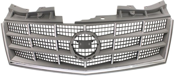 Gray Shell and Insert Grille for Cadillac STS 2008-2011, Excluding Adaptive Cruise Control and Platinum Edition, Replacement