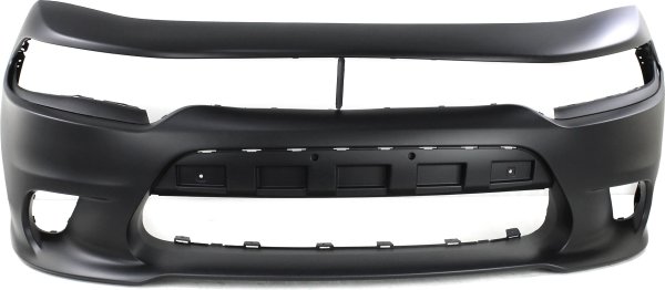 Front Bumper Cover for 2015-2023 Charger, Primed (Ready to Paint), with Hood Scoop, with Elliptical Fog Light Hole, without Wide Body Option, Replacement