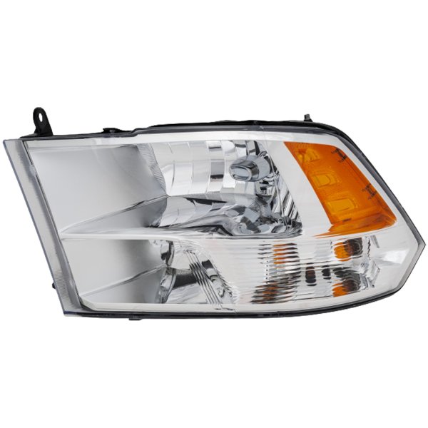 Headlight Assembly for Dodge RAM Full Size Pickup 2009-2012, Left (Driver), Halogen, with Quad Lights, Code LME, Replacement